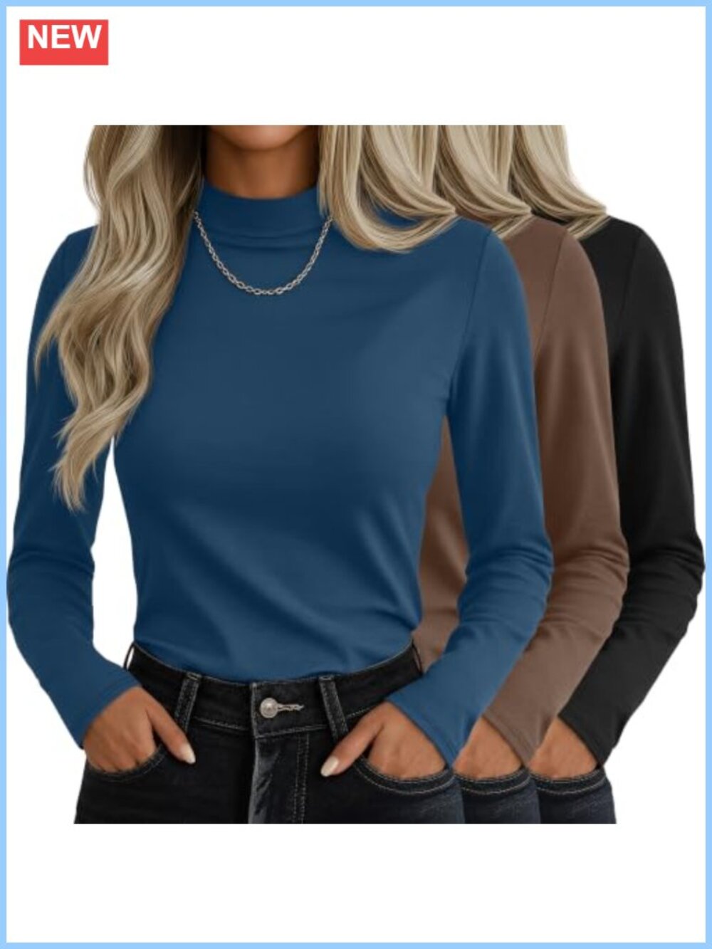Mock Turtleneck Long Sleeve Slim Fit Layering Top